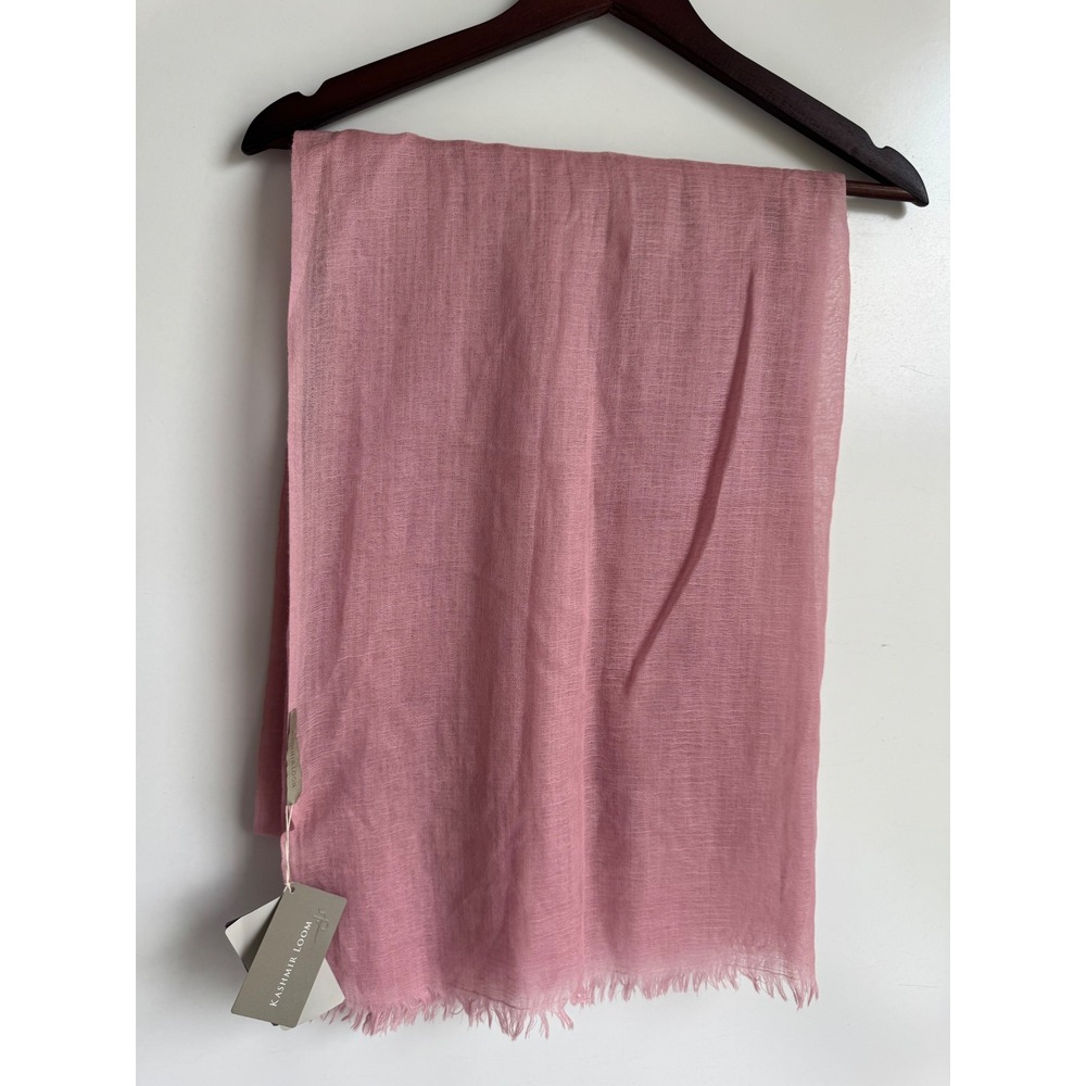 Kashmir Loom Mesh Stole Scarf Pink Mist 100% Wool Handmade India Sheer Luxury